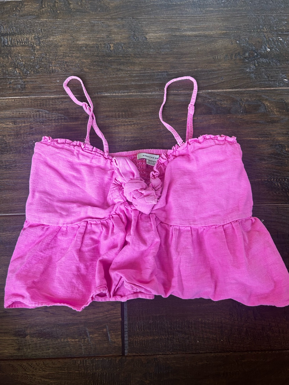 American Eagle Outfitters Hot Pink Smocked Crop Top